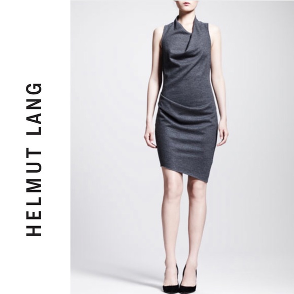 HELMUT LANG Draped Asymmetric Dress Size Small - Picture 2 of 11